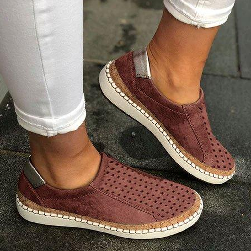 Women Flat Heel Casual Shoes PU Elastic Band Daily Sneakers