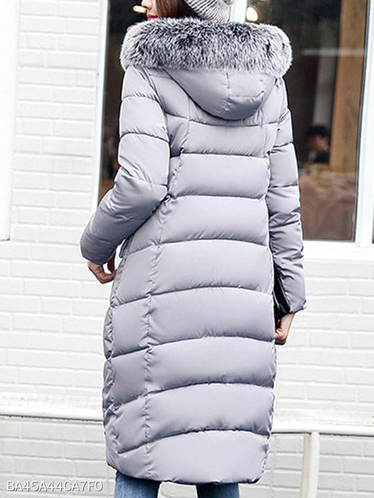 Women Hooded Quilted Longline Pocket Padded Coat