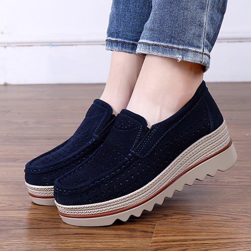 Women Flocking Creepers Casual Comfort Slip Slop Shoes