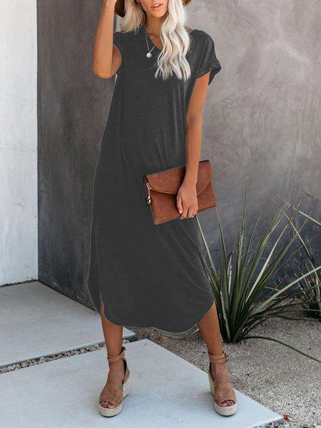 Casual Solid Short Sleeve Dresses