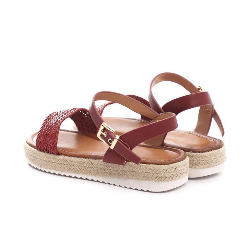 Women Flat Heel Buckle Espadrille Sandals Open Toe Casual Shoes