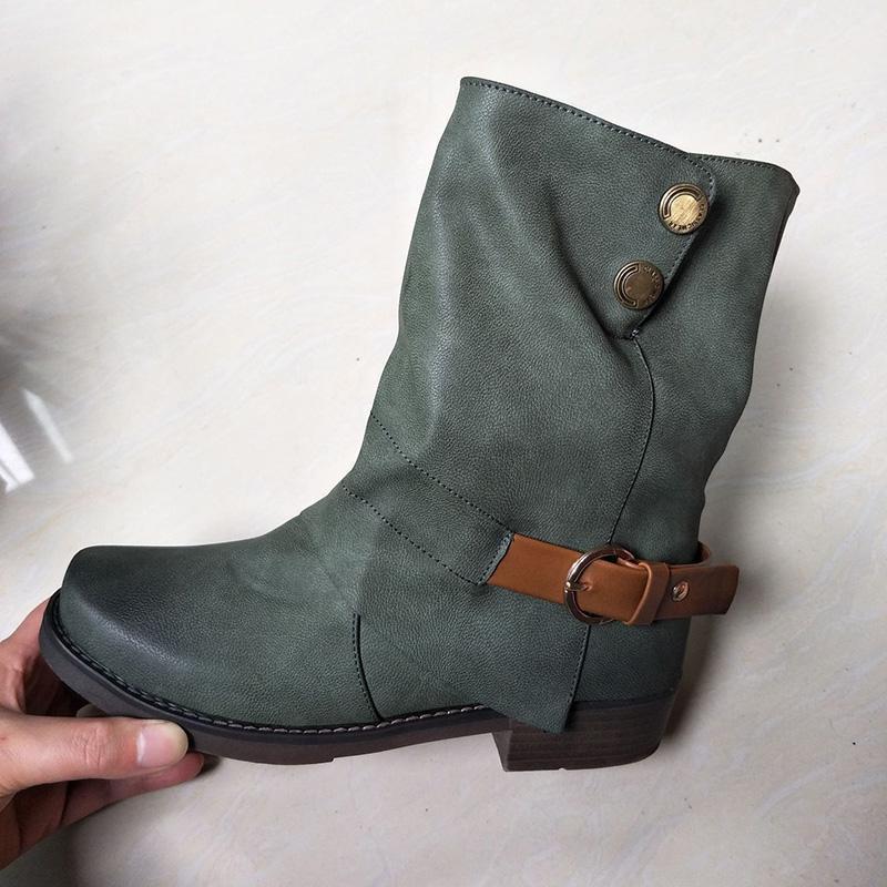 Women Daily Zipper Winter Low Heel Plus Size Boots