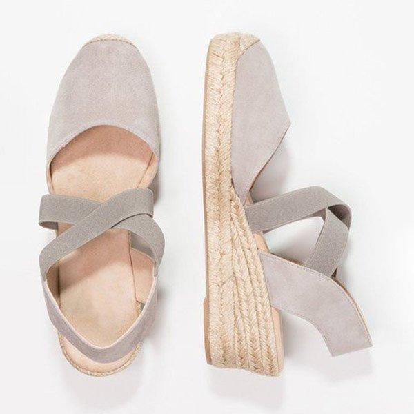 Plus Size Espadrille Wedge Sandals Elastic Band Slip On Sandals