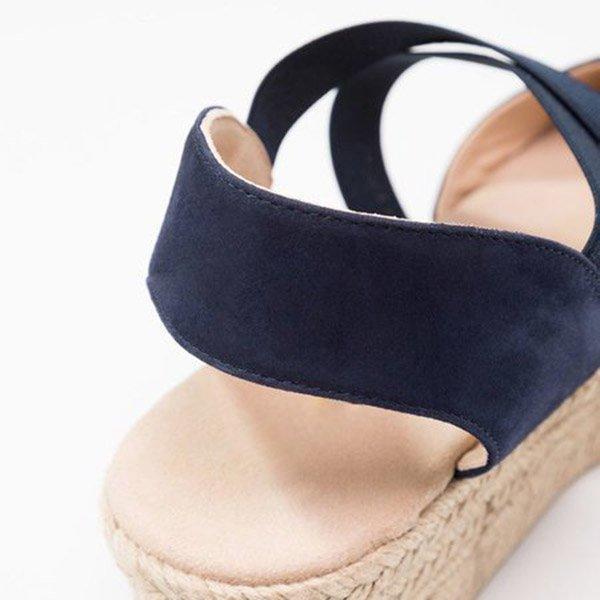 Plus Size Espadrille Wedge Sandals Elastic Band Slip On Sandals