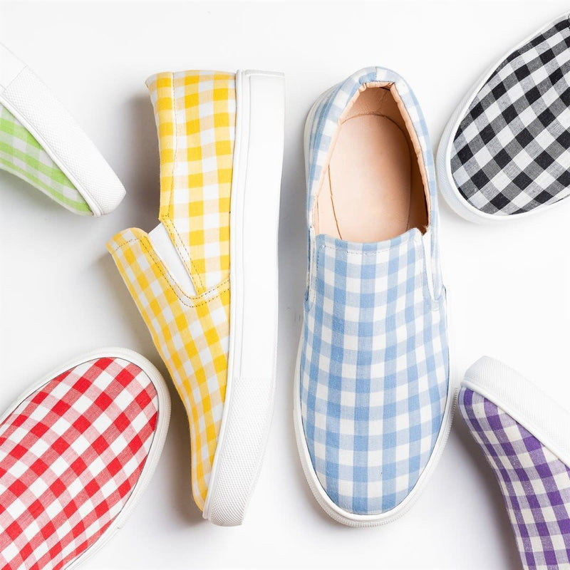 Women Plaid Slip-On Flat Sneakers